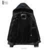 Men's Plus Size PU Leather Motorcycle Jacket with Detachable Hood and Fleece Lining - European & American Trend