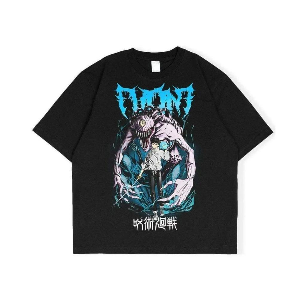 T-shirt Grafica Oversize Nera Jujutsu Kaisen Okkotsu Yuta Demone della Maledizione Anime