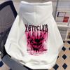 Men's American Style White Devil Print Thick Hooded Sweatshirt - Large Size, Plus Velvet Inner Layer for Autumn/Winter