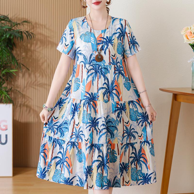 Elegant Women's Summer Sundresses Loose Korean Style Clothes Women New  Vintage Print Midi Dress Buy cheaply on Joom