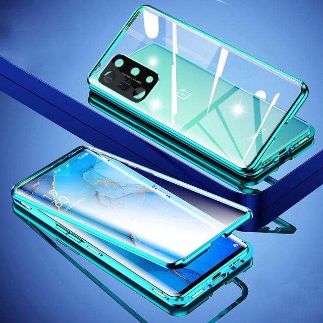 

Магнитный чехол для беспроводной зарядки для Oneplus 11 10 Pro, алюминиевый металлический бампер, защита для камеры, акриловый чехол для телефона Nord 2 CE 5G For Nord CE 5G зелёный