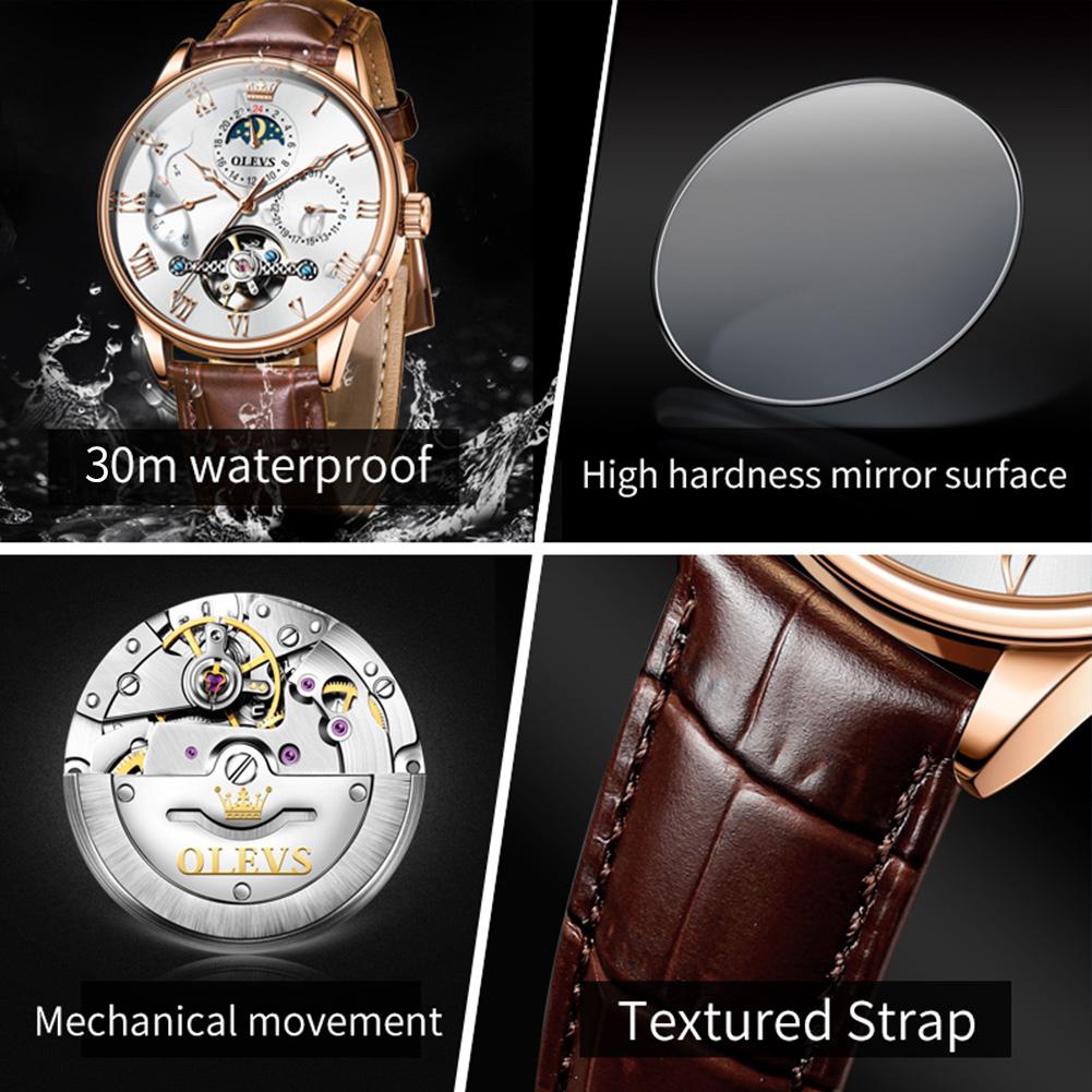 OLEVS Brand New Multi-functional Automatic Mechanical Watch Business Hollow Waterproof Men's Watch