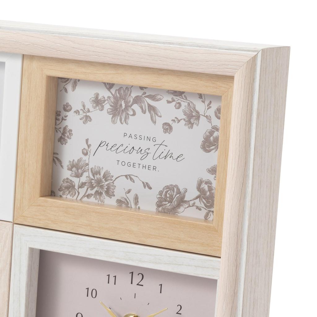 Francfranc Natural Photo Frame with Clock, White