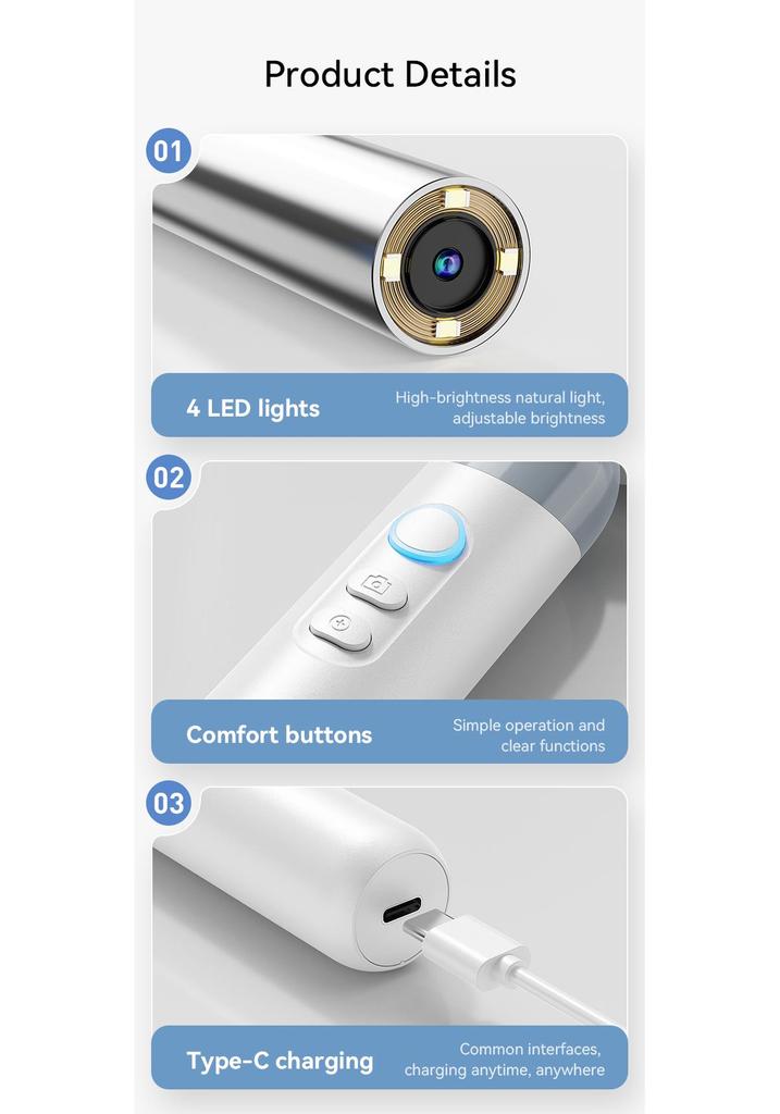 HD Smart Visual Otoscope for Ear, Nose, and Throat Examination