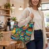 Bohemian Pottery Pattern Tote Bag for Daily Shopping Travel Commute Lightweight Fashion Large Capacity Casual Handbag