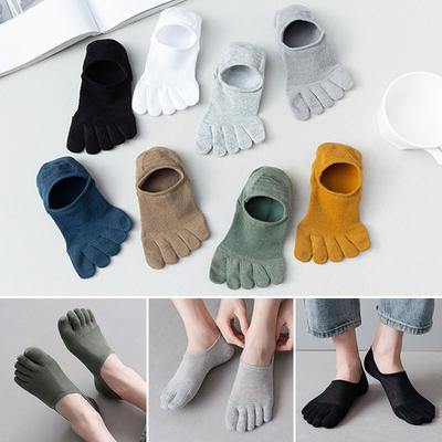 Men's Invisible Toe Socks Split-Toed Five-Finger Breathable Cotton Boat Socks Summer Non-Slip