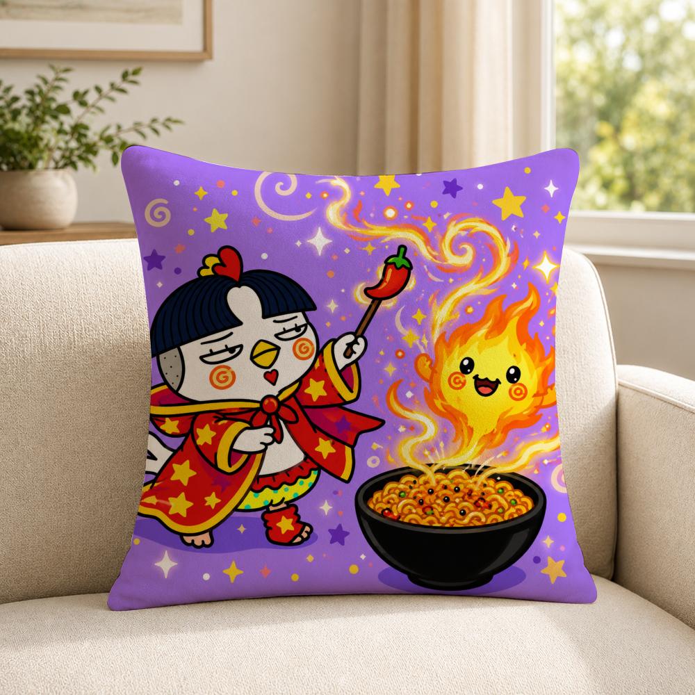 Food SSamyang BBuldak Cushion Cover Soft Short Plush SkinFriendly Cushion Case for MultiScene Use