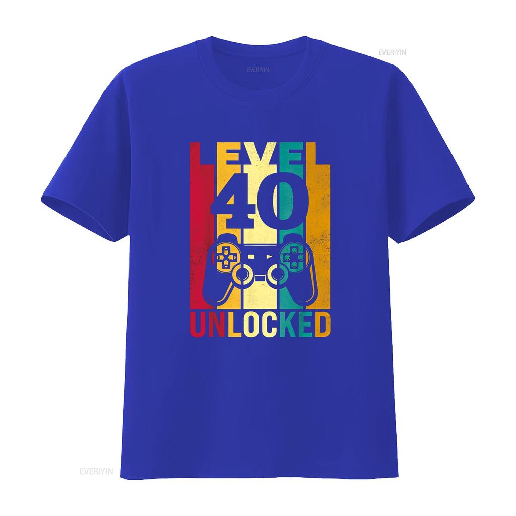 Funny Level 40 Unlocked Him Men BDay Turning 40th Birthday T Shirt vintage Washed Stylish fashion Unisex Comfortable homme