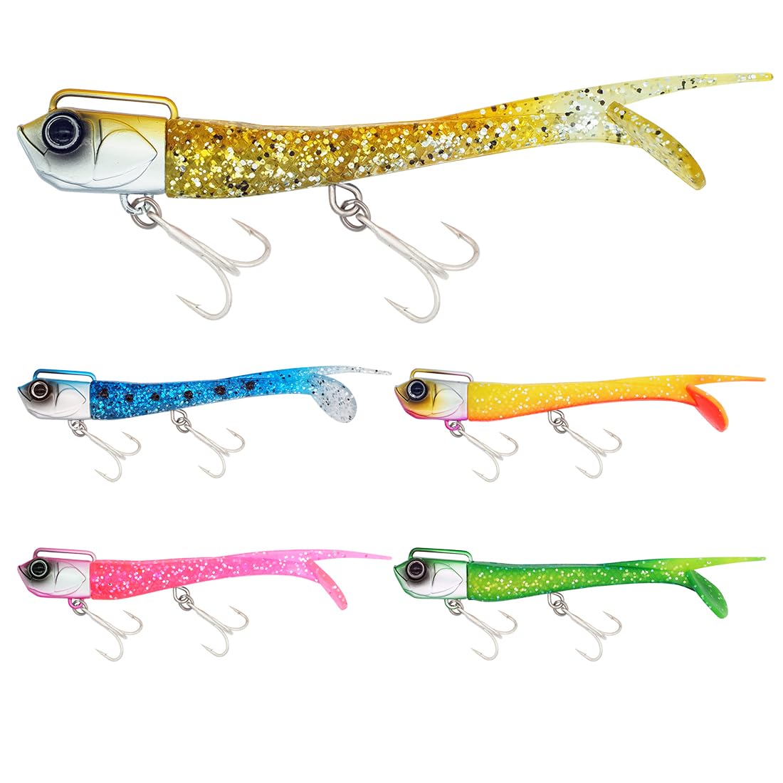 

KOKO Lures Sea Bass Flounder Jig Set with Spare for Sea and Bluefish - Lures, Heads, Worms, 15g, 22g, 30g, 5-Color Worms, Flounder, Flatfish, Bass,