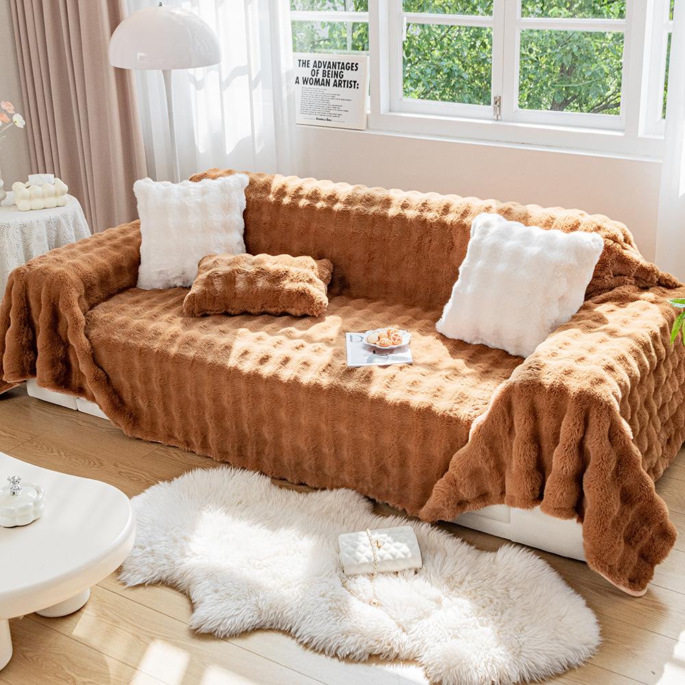

Бархатная ткань для дивана с кроликом, зимний плюшевый противоскользящий чехол для дивана, новое одеяло для подушки с кошачьими царапинами. 180*380CM