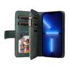 Applicable to iPhone15 mobile phone leather case 13Pro two-color splicing 9-card zipper money handbag protective case XS