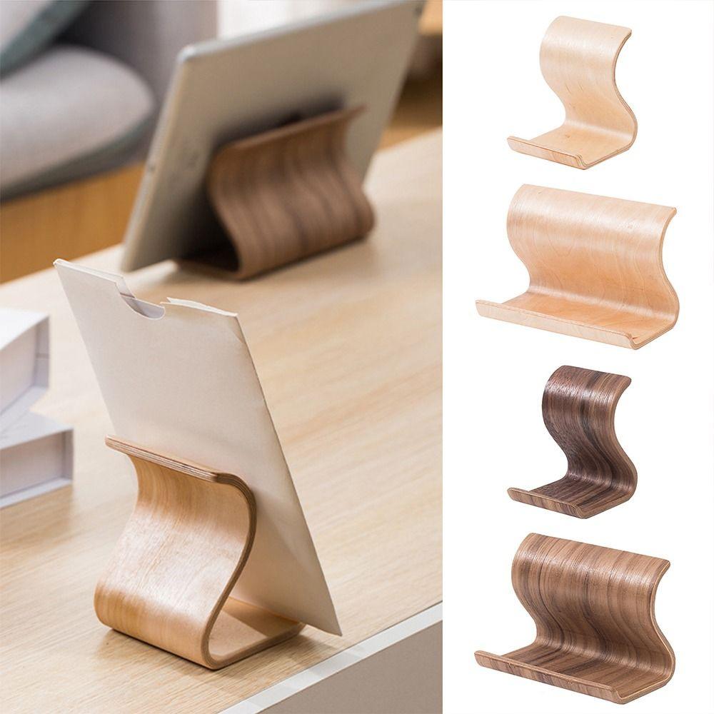 Wood Tablet Stand Yellow Coffee Phone Stand Simple Display Rack  Desktop Ornament