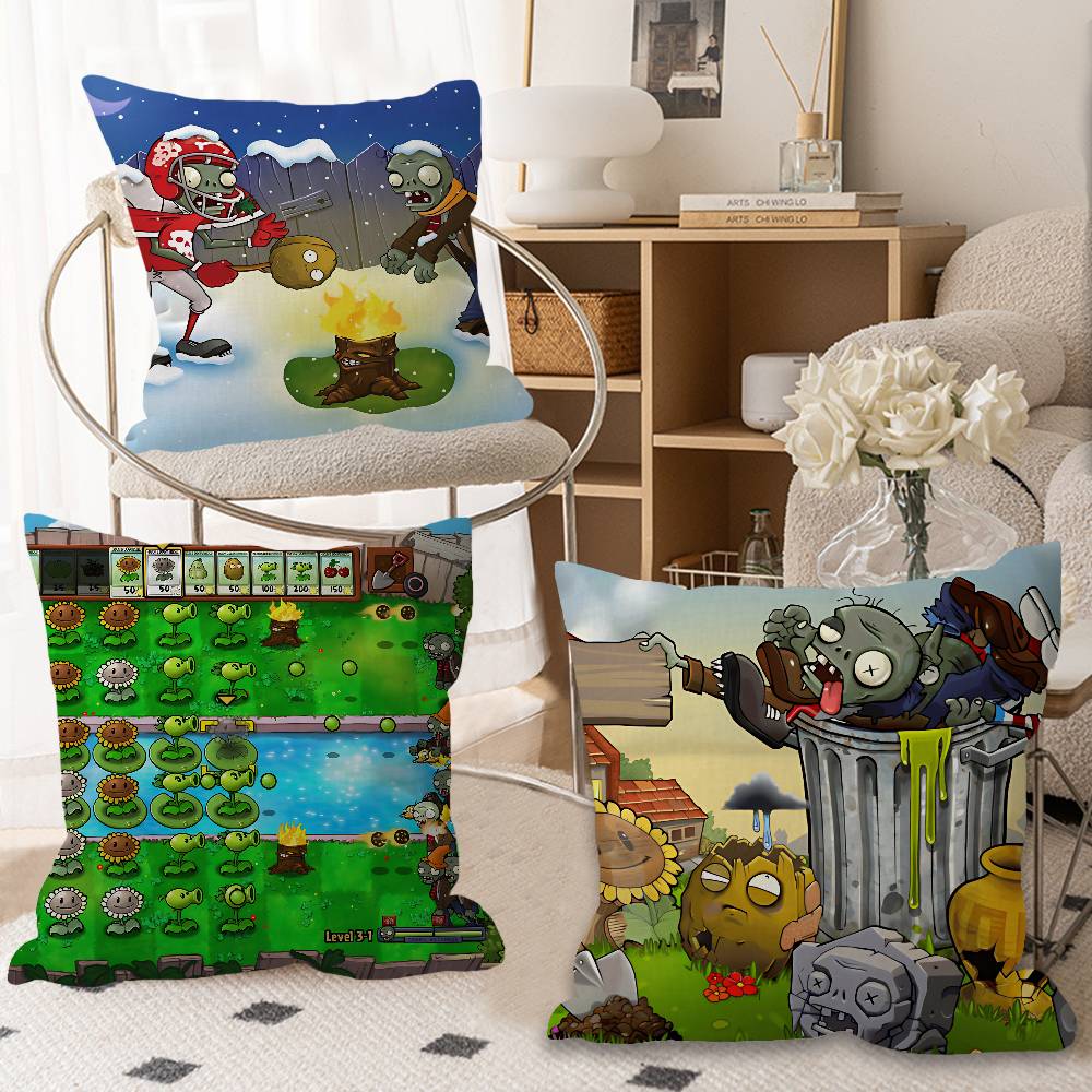 Classic Game PPlants Vs ZZombies Cushion Cover Polyester Sofa Cushions Decorative Throw Pillows Home Decoration Pillowcover