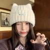 Windproof Beanie Hat Cat Ear Winter Bomber Cap Casual Knitted Woolen Cap  for Women