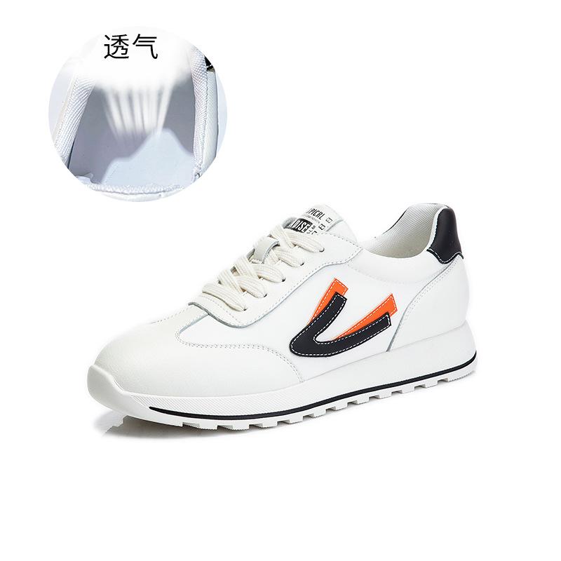 

Spring 2025 new flat white shoes women s leisure sports running breathable women s shoes round head leather single shoes women s tide 40 бежевый