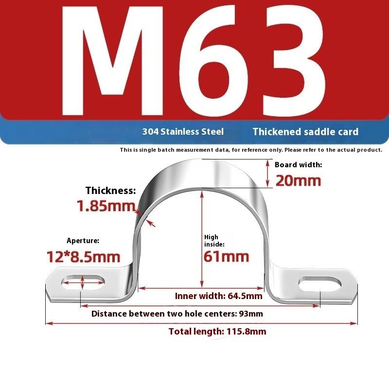 Zesílená U-třmenová sedlová svorka Nerezová ocel Koňský hřbet Drátěné hrdlo Obruč Klipy pro upevnění kabelů Použitelné pro potrubí OD 8-200 mm
