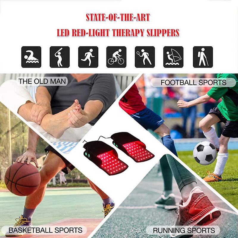 Black 90pcs LEDs Red Light Therapy Devices Near Infrared LED Pad 880 NM Foot Pain Relief Slipper for Feet Toes Instep 32x13.5cm