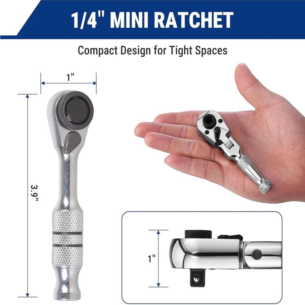 Heavy Dutys 1/4in Ratcheting Wrench With 7Position Adjustable Head And NonSlip Grip For DIY Projects 180Degree Direction