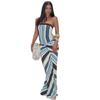 Spring and Summer New Personality Street Sleeveless Tube Top Striped Print High Waist Slim Dress
