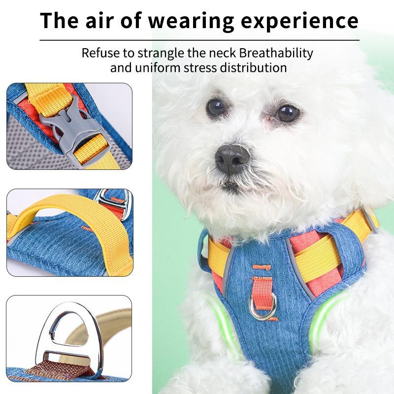 Reflective Pet Chest Strap Vest Type Contrast Color Dog Chest Strap Anti-break Free Dog Traction Chest Back