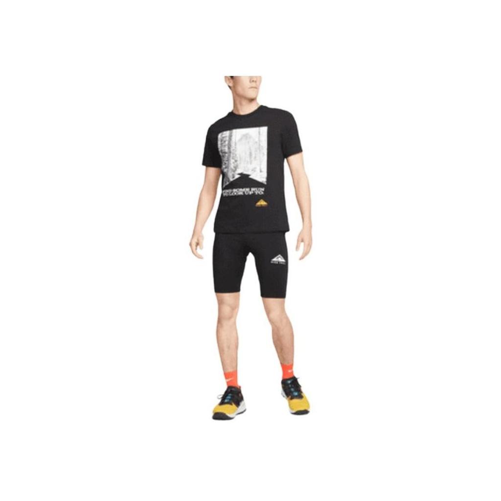 Nike Landscape Letter Print Crew Neck Straight Short Sleeve T-Shirt Men Tops Black DM5434-010
