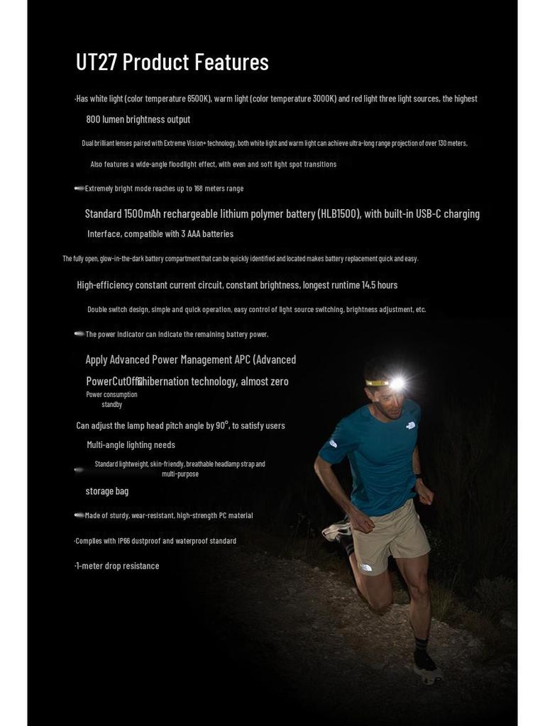 Nitecore UT27 Doppellicht-Stirnlampe für Outdoor und Trailrunning
