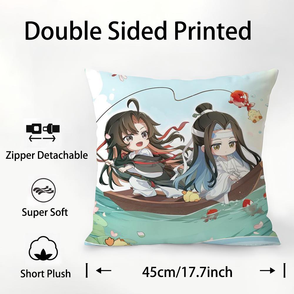 M-Mo D-Dao Z-Zu S-Shi Pillow Case Plush Fabric Soft Double Sided Print Sofa Cushion Cover Throw Pillow Covers
