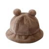 Thick Girls Bear Ears Leopard Autumn Winter Korean Fisherman Hat Basin Hat Plush Bucket Hats