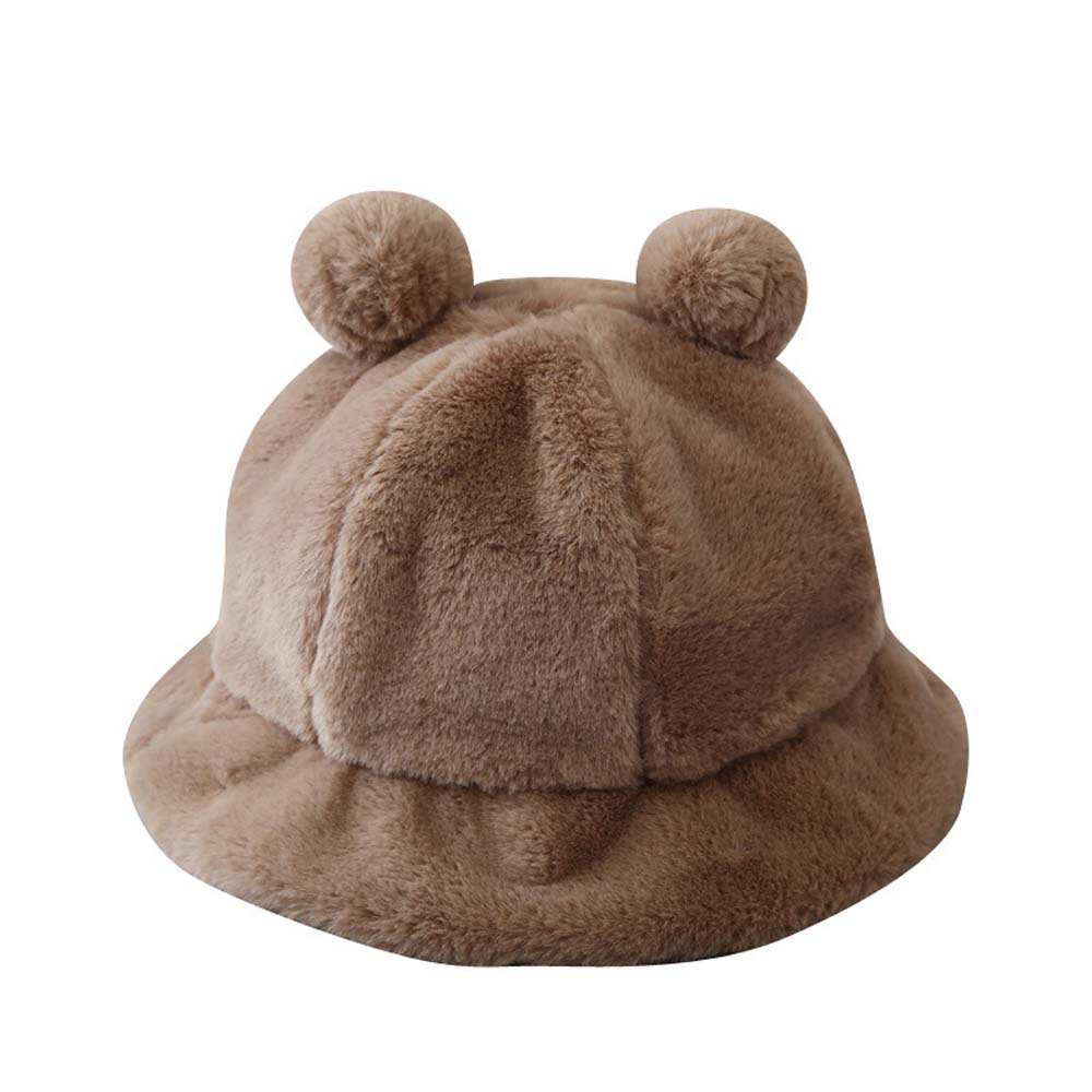 Thick Girls Bear Ears Leopard Autumn Winter Korean Fisherman Hat Basin Hat Plush Bucket Hats