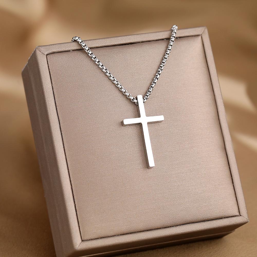 

Cross Necklaces Streetwear Grunge Pendants Male Chains Christian Choker Fashion Stainless Steel Necklace For Women Jewelry