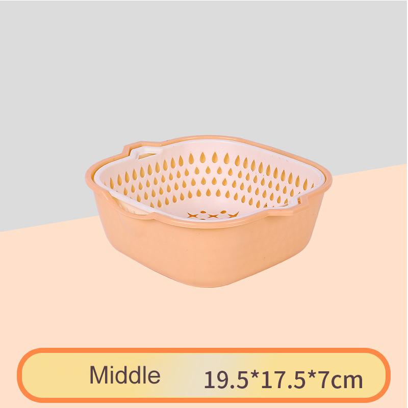 Multifunctional Double-Layer Drain Basket 2PCS/Set Vegetable Wash Basket Plastic Strainer Filter Food Colander Kitchen Gadget