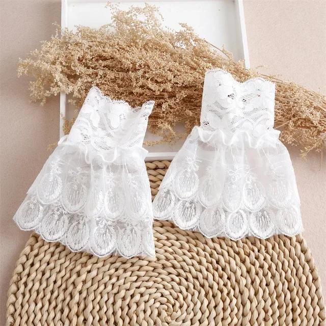Women Detachable Sleeve Fake Cuffs Female Lace Thin Pleated Flare Sleeve False Cuffs Ruffles Wristband Decorative Accessory