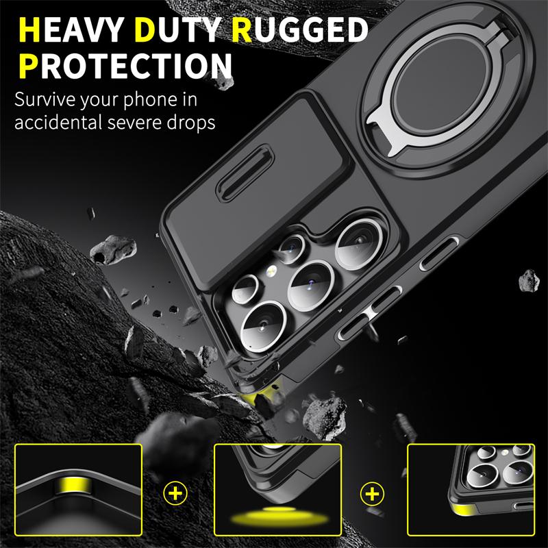 For Samsung Galaxy S25 Ultra 5G Case Magnetic Holder Ring Phone Case For Samsung S25 + Plus S 25 Ultra Slide Camera Back Cover