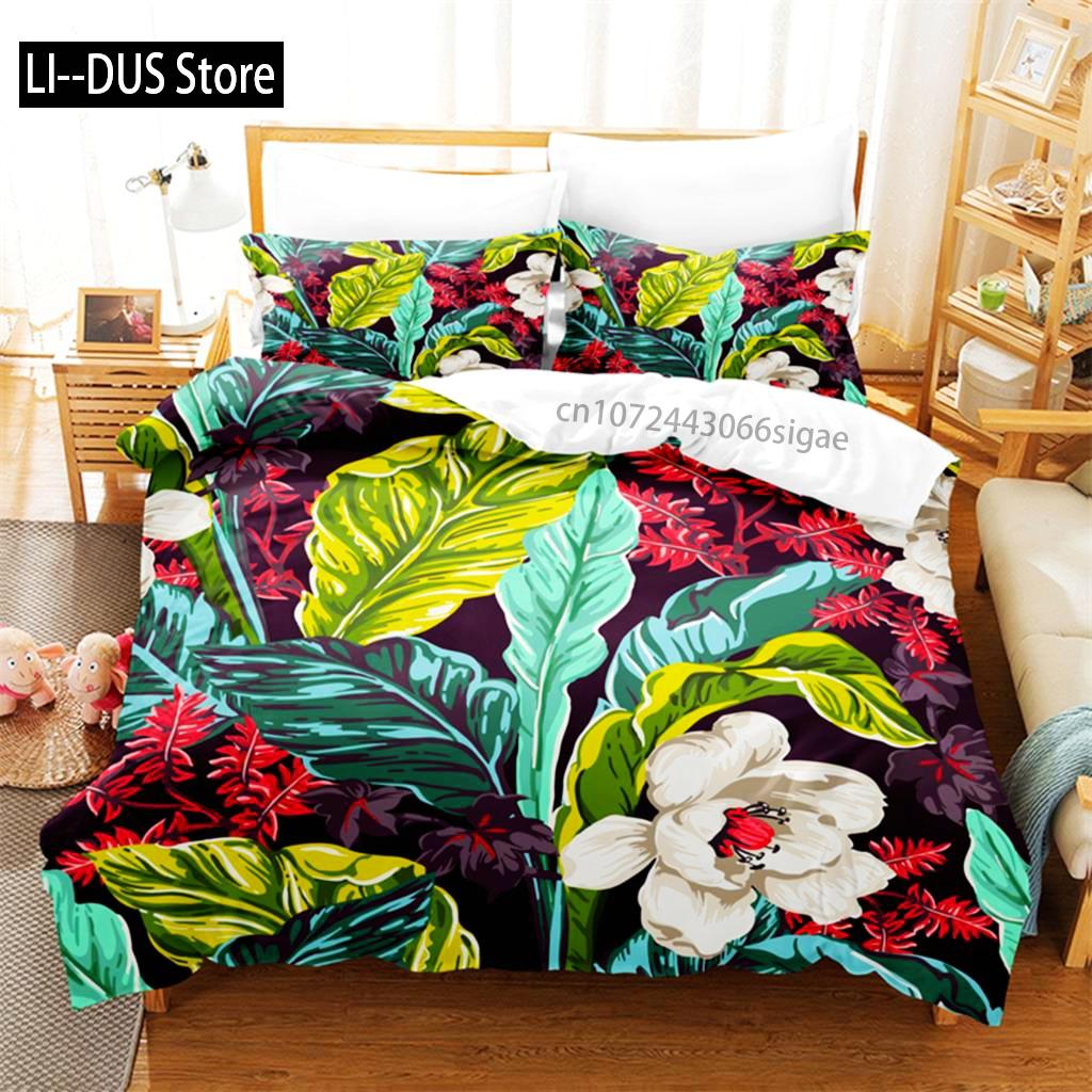 Tropical Green Plant Bedding Set Duvet Cover Set 3d Bedding Digital Printing Queen Size Bedding Set Fashion Design
