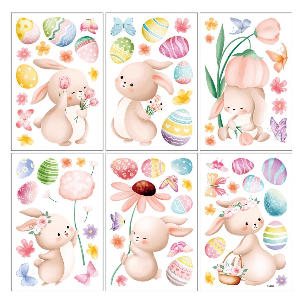 Easter Static Sticker 2026 New Rabbit Easter Egg Sticker Bedroom Window Decoration Anti-collision Wall Sticker