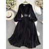 Lantern Long Sleeve Chiffon Dress Elegance Large Swing Trip Shoot