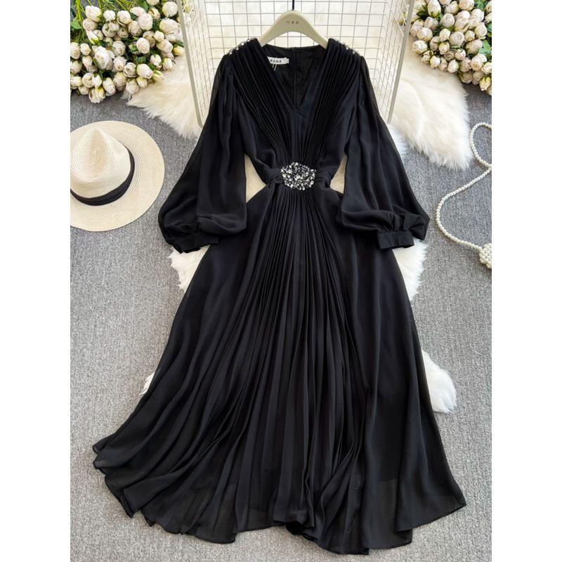 Lantern Long Sleeve Chiffon Dress Elegance Large Swing Trip Shoot