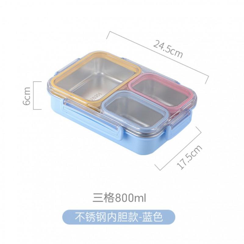 304 Stainless Steel Leakproof Food Container With 3 Compartment Lid Refrigerator Storage Lunch Box Snack Organizer