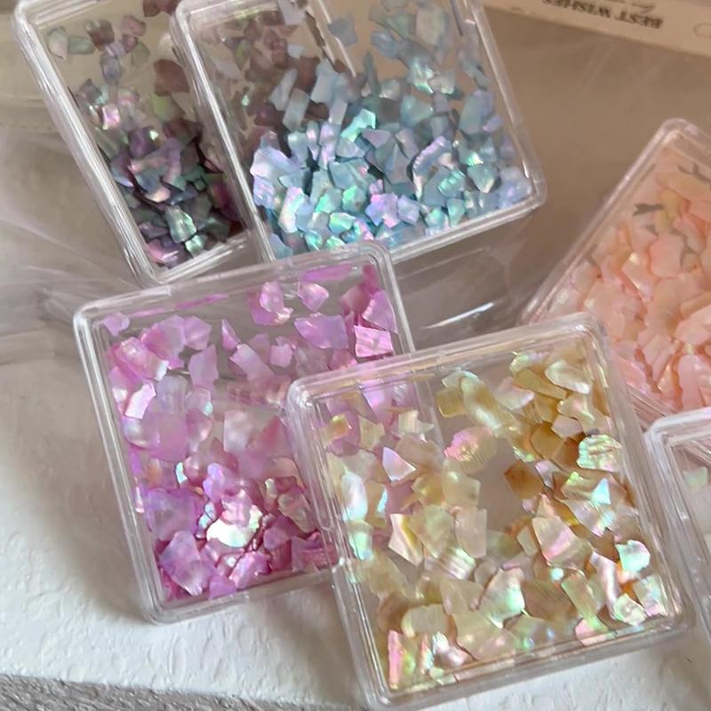 1Box Aurora Shell Flakes Abalone Nails Charms Thin Natural Irregular Slice Shell Stone Sequins Manicure Art Decoration