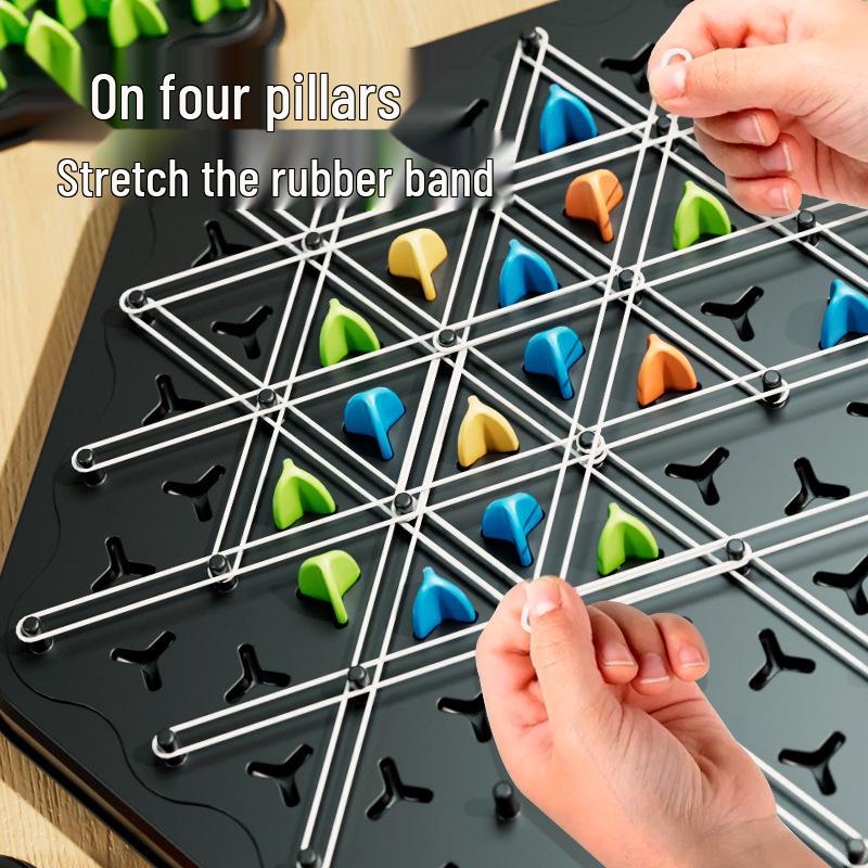 Triangle Chess Rubber Band Puzzle Toy for Kids - Multiplayer Strategy Game
