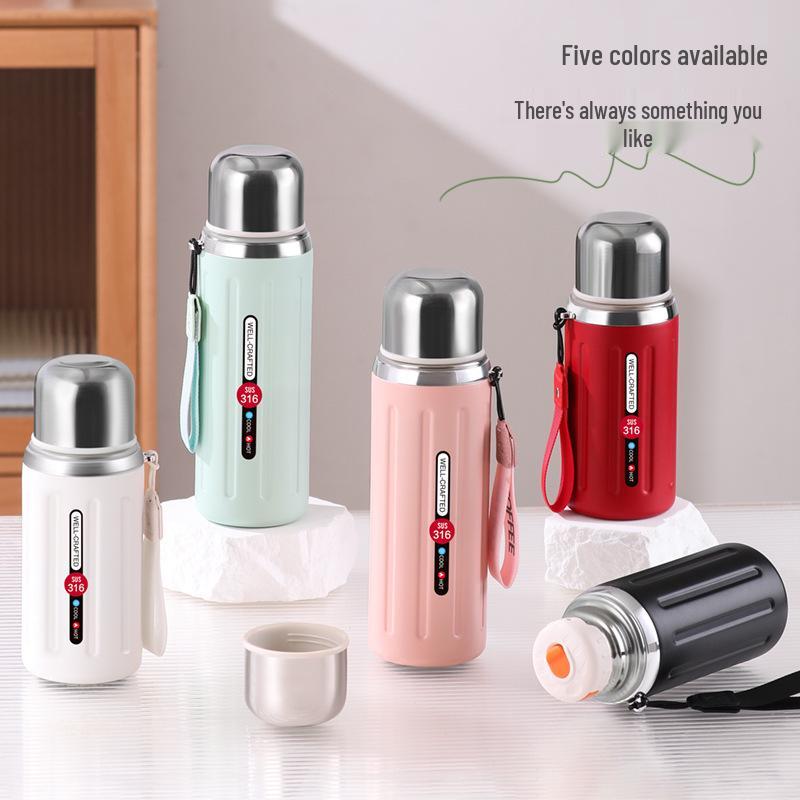 Large Capacity 316 Stainless Steel Thermos with Double Handles & Tea Infuser