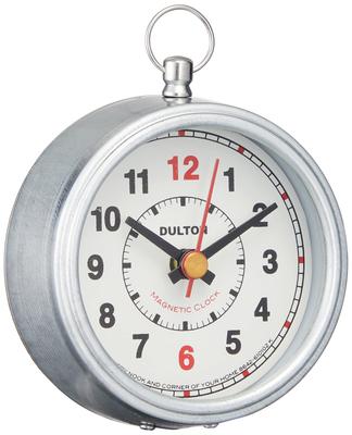 Dulton Magnetische Uhr Rund Elfenbein Kleine Uhr mit Magnet Höhe 73mm Breite 65mm Tiefe 23mm H20-0244ROIV