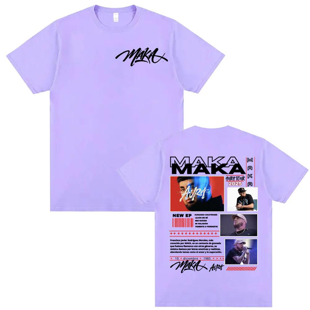 Rapper Maka Aura Tour Album 2025 T Shirts for Unisex Women Vintage Style Harajuku Street Tshirt Casual High Quality Cotton T Shirt