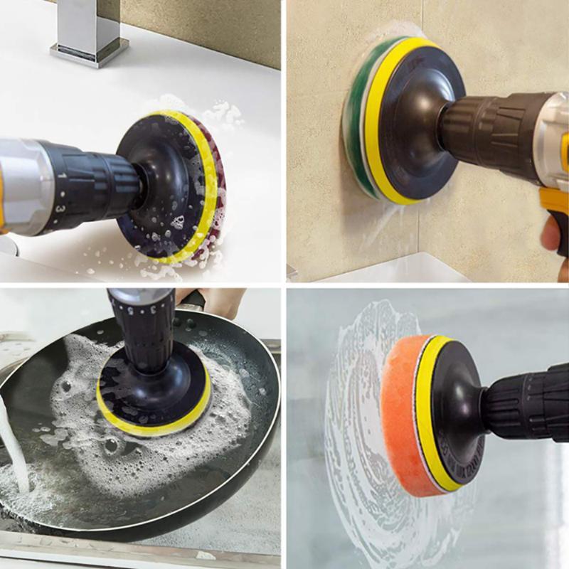 8Pcs 4 Inch Electric Drill Brush Scrub Pads Grout Power Drills Scrubber Cleaning Brush Floor Tub Cleaner Tools Kit Dusty Brush