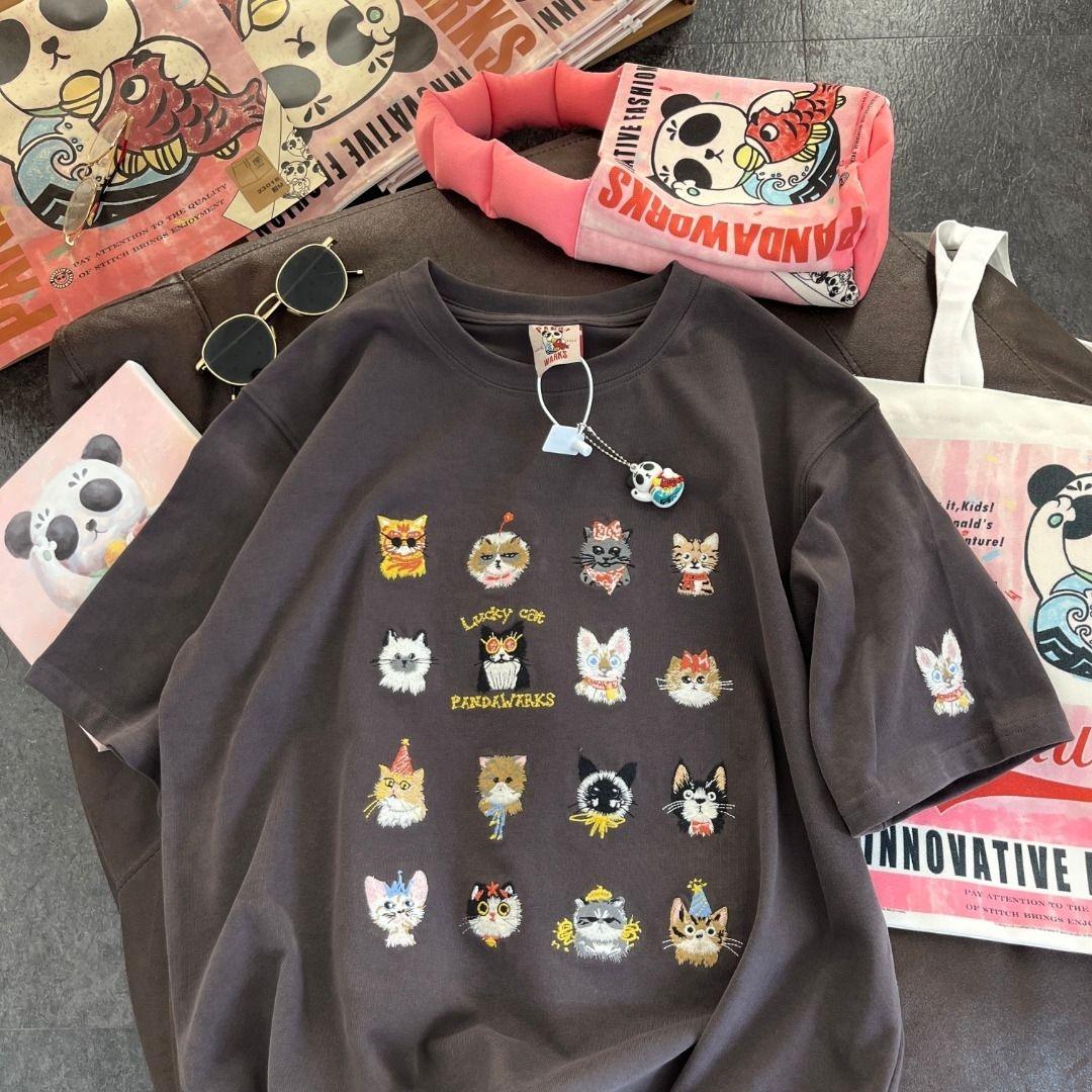 

Креативная футболка для женщин, летняя одежда для пар с короткими рукавами, летние футболки L серый