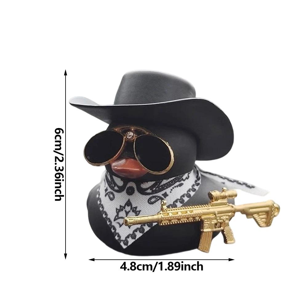 Car Interior Center Console Decoration Ornaments Cool Western Black Duck with Scarf Sunglasses Auto Interior Ornament