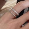 PANJBJ  925 Sterling Silver Double Layer Ring for Women Girl Gift Geometry Hollowing Out Minimalism Fashion Jewelry Wholesale
