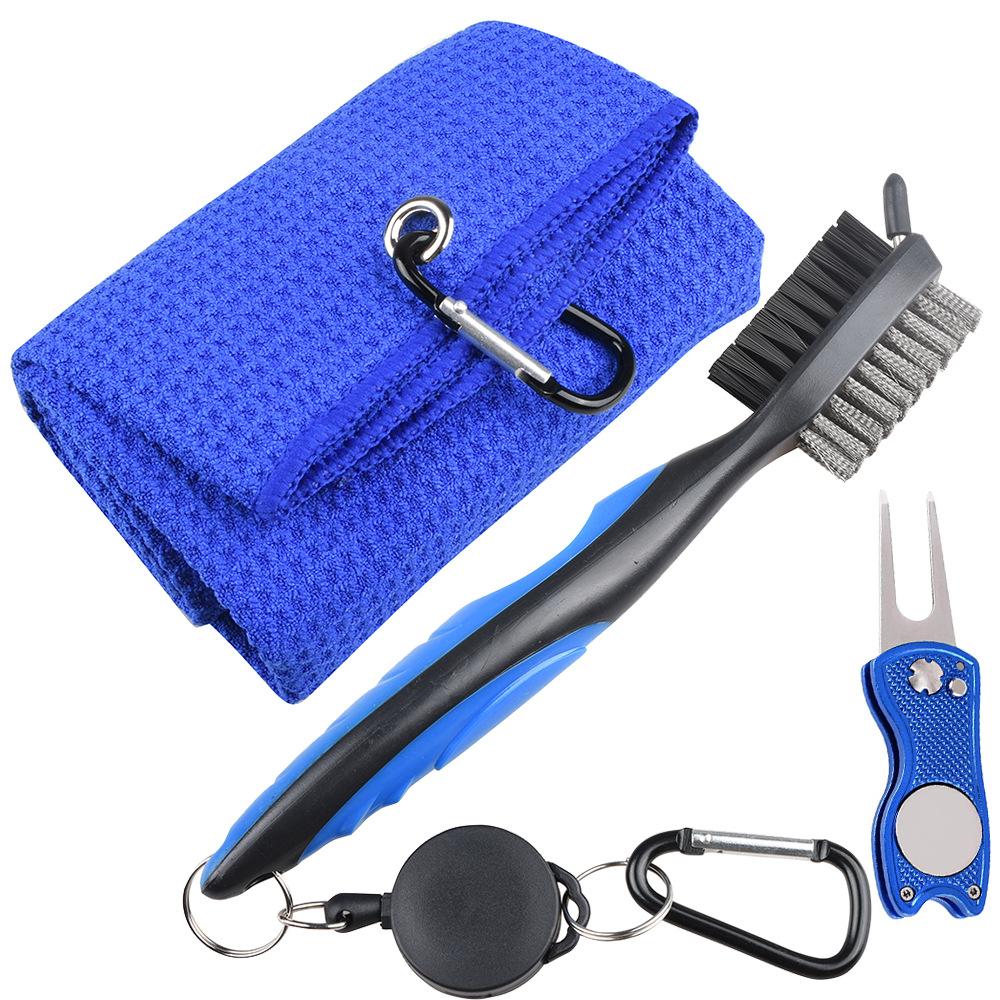 Rengjøringssett for golf, Golfhåndkle 40*60CM+ Dobbeltsidig rengjøringsbørste for køller