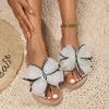 Woven Slide Sandals for Women Summer Flat Open Toe Casual Beach House Slippers