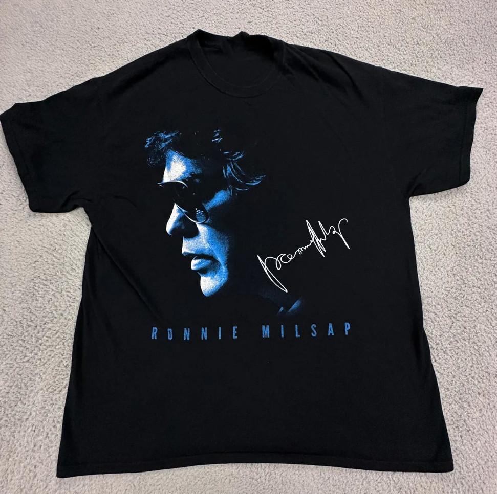 Vtg Ronnie Milsap Singer Cotton Unisex All Size Black Shirt BL161 XXXXL